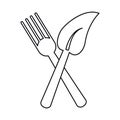 Fork leave healthy food symbol thin line