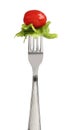 Fork with letucce and tomato Royalty Free Stock Photo