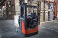 Fork lift operator preparing products for shipment