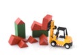 Fork-lift truck at toys construction place Royalty Free Stock Photo