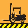 Fork lift truck at work sign or symbol Royalty Free Stock Photo