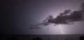 Fork Lightning Over A Body Of Water.