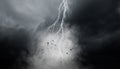 Lightning in gray sky. Mixed media Royalty Free Stock Photo