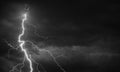 Fork lightning striking down during summer storm Royalty Free Stock Photo