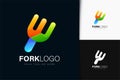 Fork logo design with gradient Royalty Free Stock Photo
