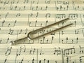 Fork on old sheet music Royalty Free Stock Photo