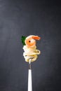 Fork with pasta and shrimp Royalty Free Stock Photo