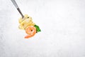 Fork with pasta and shrimp Royalty Free Stock Photo