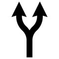 Fork in the path icon, double arrows up bifurcation arrow