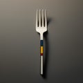 Multicolored Stripy Fork On Gray Background - De Stijl Style