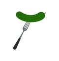 Fork with Pickled Cucumber Vector Illustration