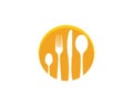 Fork, plate, spoon icon vector