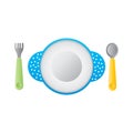 Fork with plate and spoon. Vector illustration decorative design Royalty Free Stock Photo