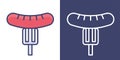 fork pricked hot dogs icon Filled Line and Outline for your website design icon logo app. Vector Premium Ilustration