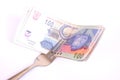 Fork with Rands Royalty Free Stock Photo