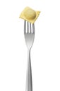 A fork with ravioli pasta