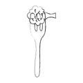 Fork with resh vegetable isolated icon