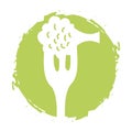 Fork with resh vegetable isolated icon