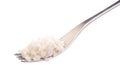 Fork with rice isolated on a white