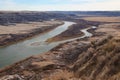 Fork on river at Writing on Stone Provincial Park Royalty Free Stock Photo