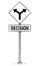 Fork in the Road Arrow Sign Drawing of Decision Business Text