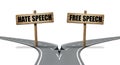 A fork in the road hate speech versus free speech Royalty Free Stock Photo