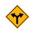 Fork in the road sign Road Sign ,Vector Illustration Royalty Free Stock Photo