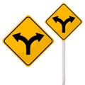 Fork in the road signs. road sign isolated on background. vector illustration Royalty Free Stock Photo