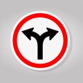 Fork In Road Traffic Sign Isolate On White Background,Vector Illustration Royalty Free Stock Photo