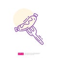 fork sausage doodle line icon