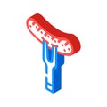 fork sausage meat isometric icon vector illustration