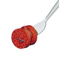 Fork sausage slices Royalty Free Stock Photo