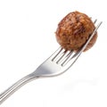 Fork with a single meatball isolated on transparent background Royalty Free Stock Photo