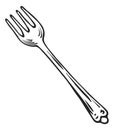 Fork sketch. Metal elegant cutlery in hand drawn style