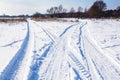 Crossroads winter roads with snow
