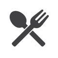 Fork and spoon crossed icon vector, filled flat sign, solid pictogram isolated on white. Royalty Free Stock Photo