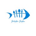 Fork spoon fish vector cooking food