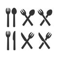 Fork and spoon, fork and knife crossed, restaurant and diner symbol Royalty Free Stock Photo