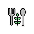 Fork spoon greens icon. Simple color with outline vector elements of vegetarian food icons for ui and ux, website or mobile Royalty Free Stock Photo