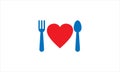 Fork Spoon Heart or food love icon logo design illustration Royalty Free Stock Photo