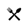 Fork and spoon icon vector, cutlery isolated on grey circle, vector restaurant element Royalty Free Stock Photo