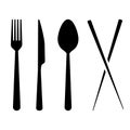 Fork spoon knife chopsticks icon  symbol design restaurant Royalty Free Stock Photo