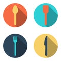 Fork spoon and knife cutlery icon set vector