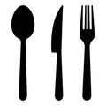 Fork, Spoon and Knife. Silhouettes Icons Royalty Free Stock Photo