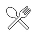 Fork and spoon line icon, outline vector sign, linear style pictogram isolated on white.