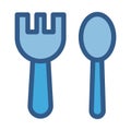 Fork Spoon line vector icon which can easily modify or edit Royalty Free Stock Photo