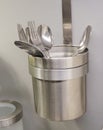 Fork and Spoon in A Metal Container