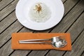Fork and spoon with rice Royalty Free Stock Photo