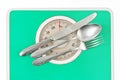 Fork and spoon on weight scale Royalty Free Stock Photo