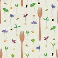 Fork and sprouts background